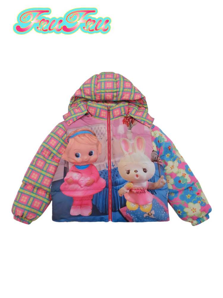 Retro Switching Printed Warm Down Jacket