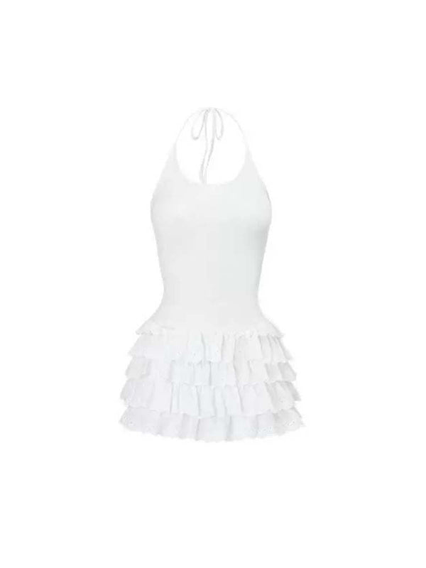 Multilayer Cake Halter Neck Suspender Dress