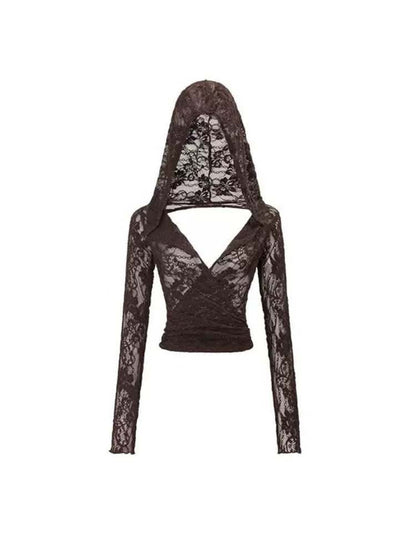 Lazy Lace Sheer Hooded Tops