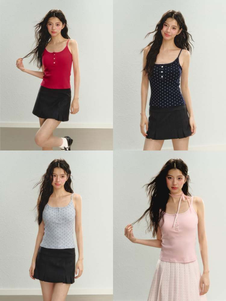 Front Button Chest Padded Camisole