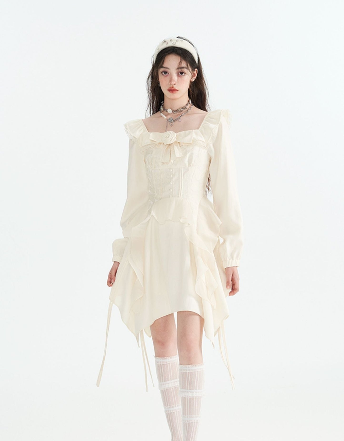 Love Rose Beige Long-sleeved Dress