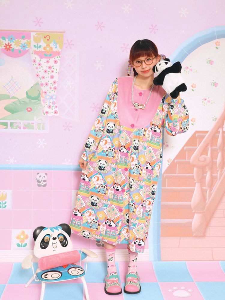 Panda print loose dress