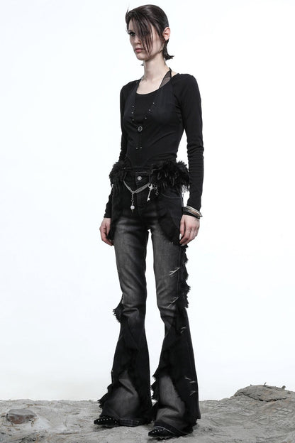 Fake Halterneck Patchwork Wool T-Shirt