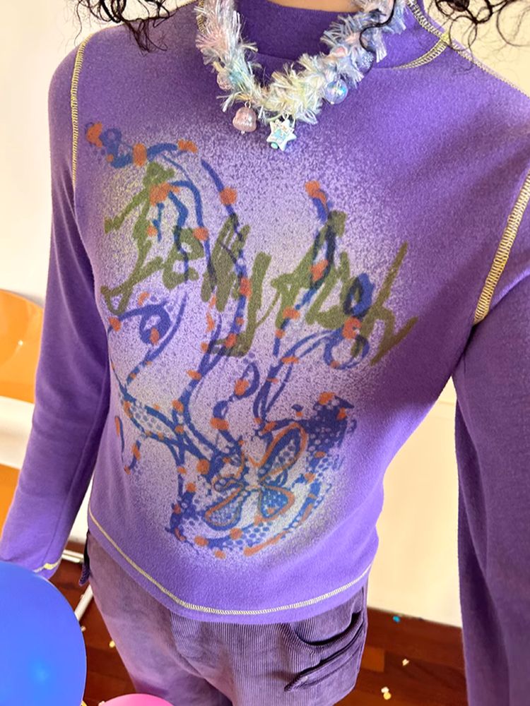 Jellyfish print slim fit long sleeve T-shirt