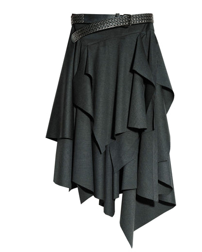 Punk Gray Split Asymmetric Skirt