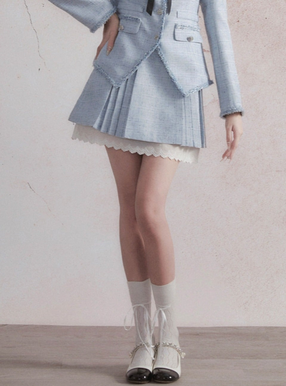 Blue Little Suit Skirt with Short Jacket