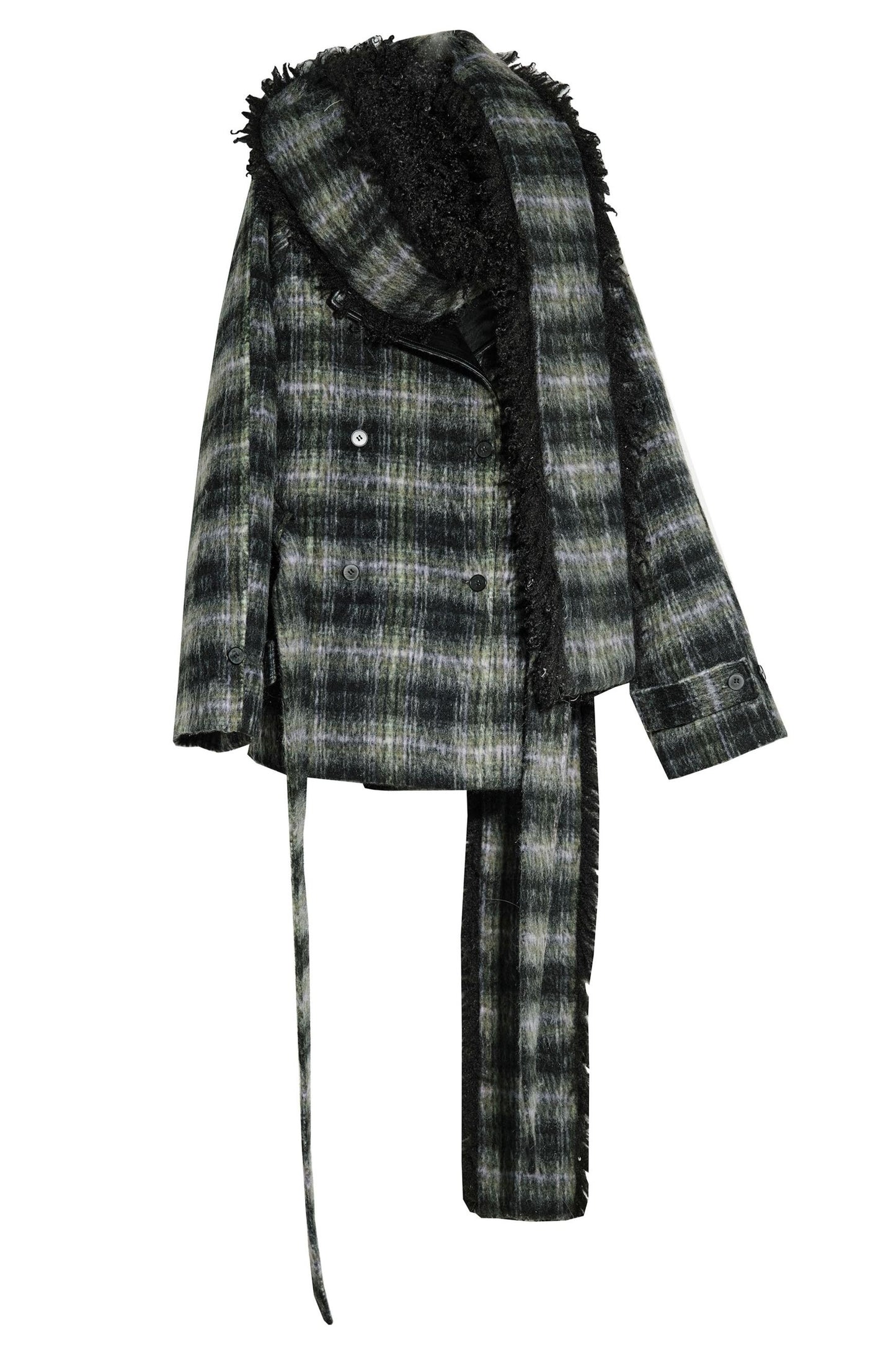 Long Wool Plaid Tweed Jacket