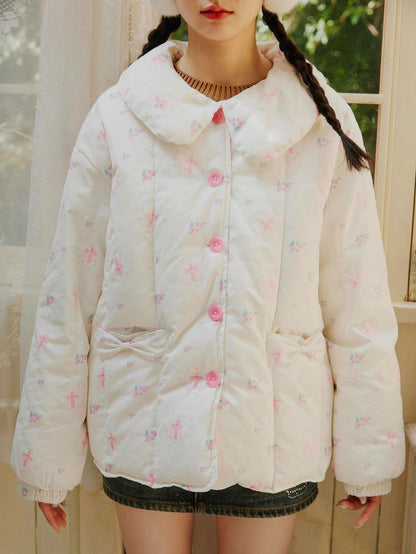 Loose white down jacket