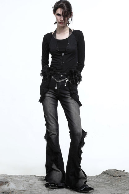 Fake Halterneck Patchwork Wool T-Shirt