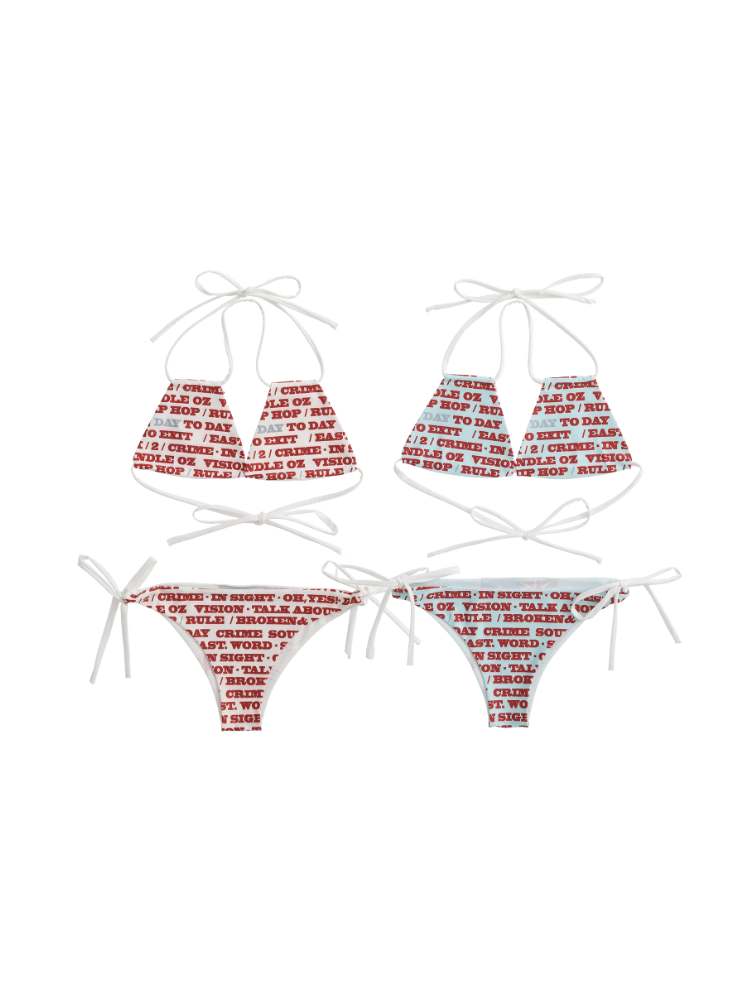 Crime Parody Print Strap Bikini