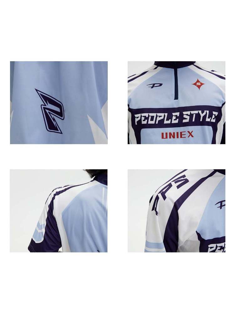 High Neck Logo Cycling Jersey Tops