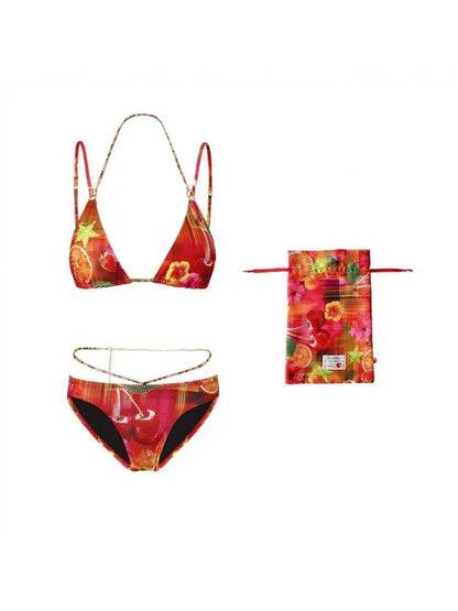 Summer Fruit Dopamine Print Bikini Set