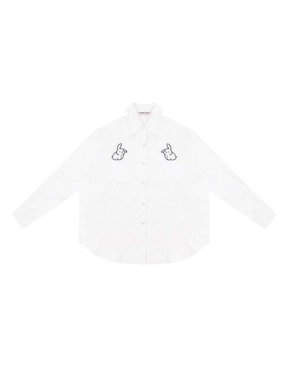 Rabbit Embroidery Loose Shirt