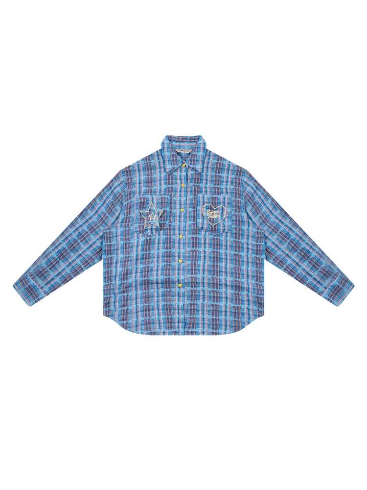 Stars & Hearts Logo Embroidery Plaid Shirt