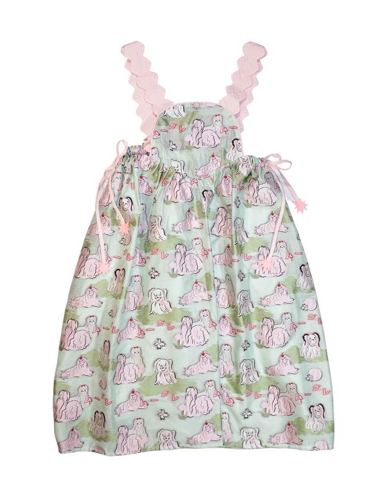 Puppy Jacquard Silhouette Suspender Dress