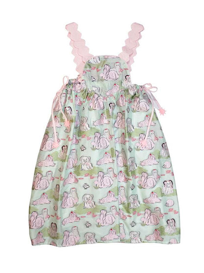 Puppy Jacquard Silhouette Suspender Dress