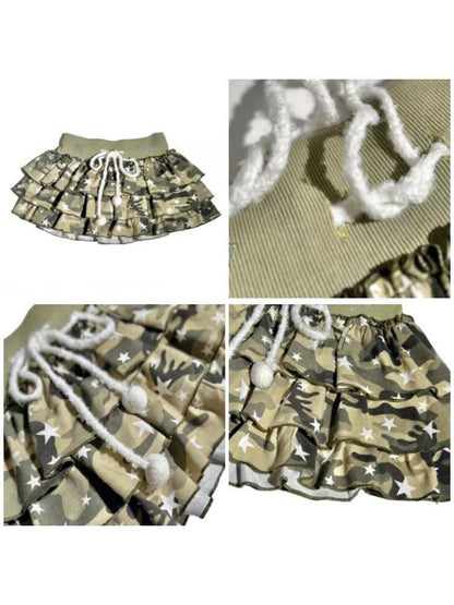 Camouflage & Star Pom Pom Ball Cake Skirt