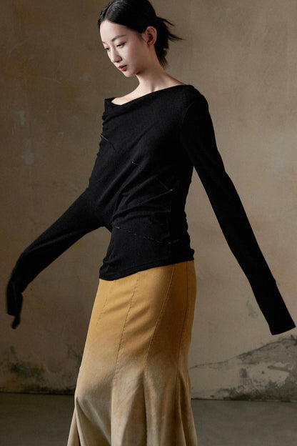 One-Shoulder Long Sleeve Top