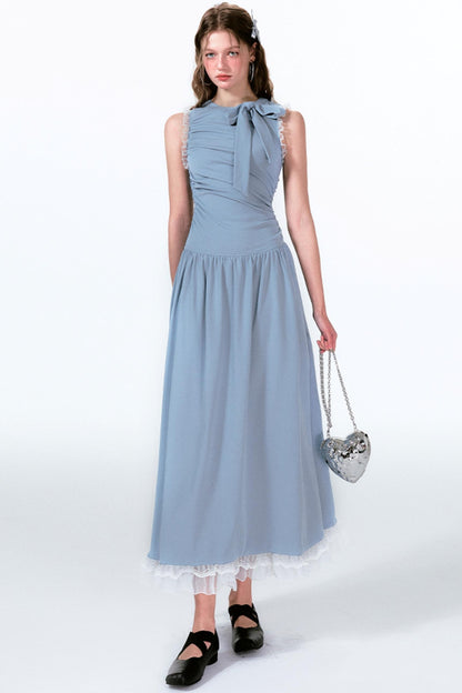 Blue Butterfly Pleat Dress