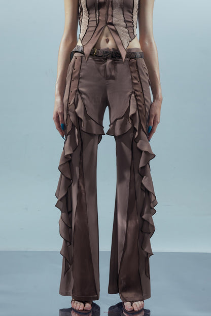 Fiery Chiffon Wide-Leg Trousers