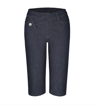 Asymmetrical Denim Shorts