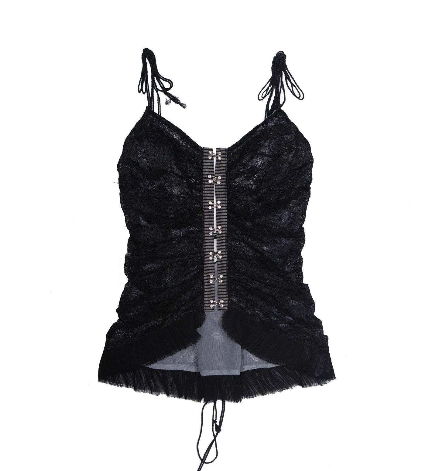 Necklace Accessory Multi-Ruched Lace Halter Top Set