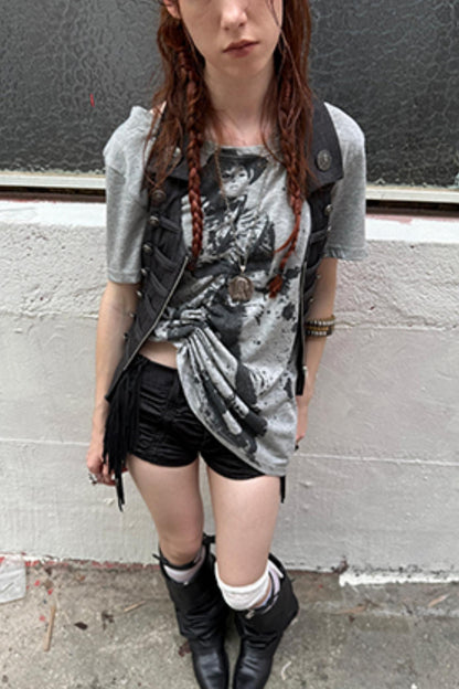 Slim Fit Double-Breasted Zipper Top