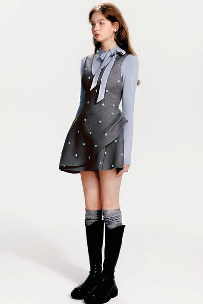 Blue Floral V-Neck Dress