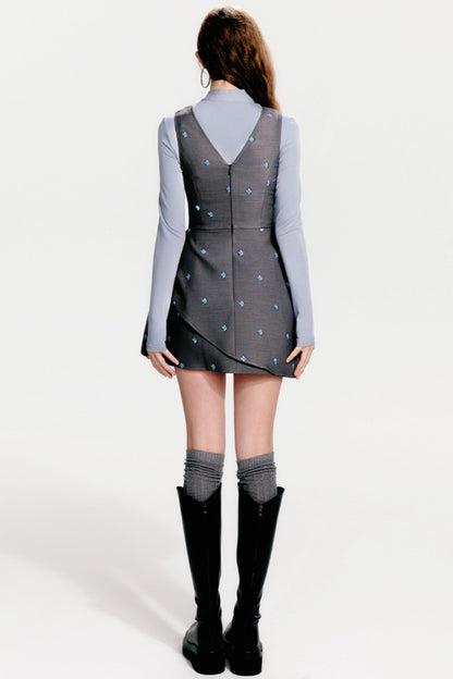 Blue Floral V-Neck Dress