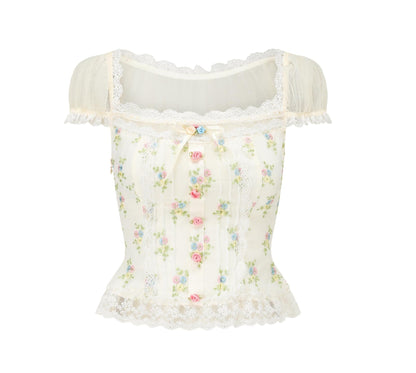 Floral Bubble Sleeve Top