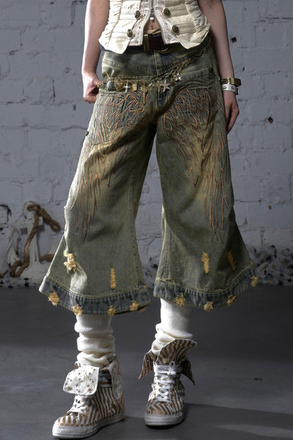 Winged Denim Trousers