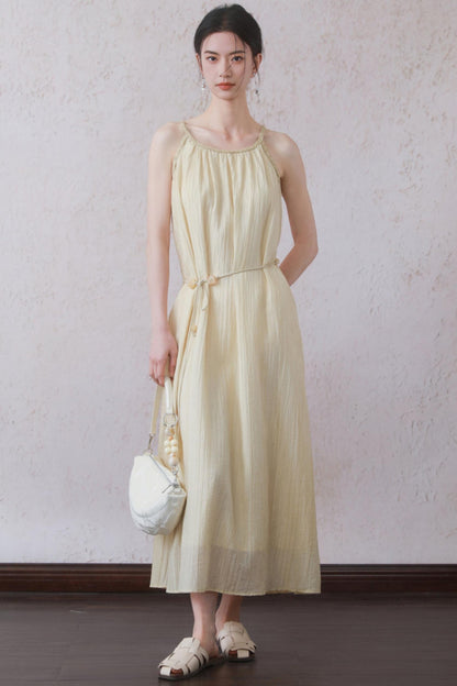 Yellow Halter Dress Set-Up