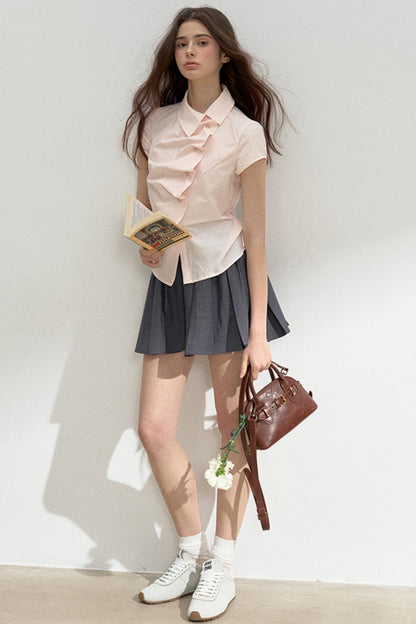 Pink Ruffle Lace Blouse