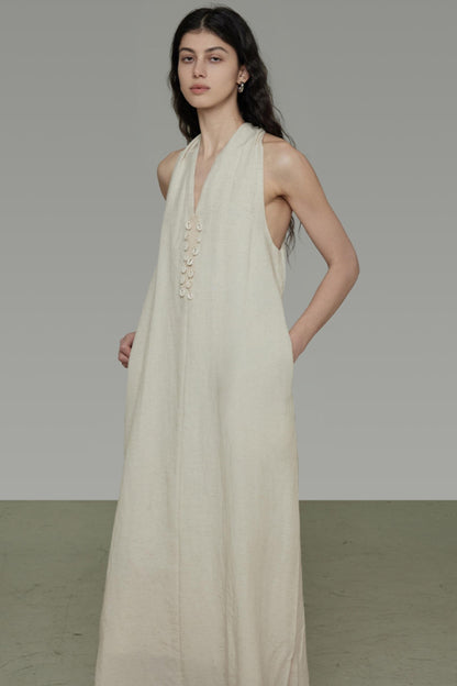 Sleeveless Halter Long Dress