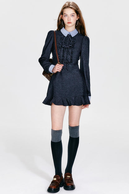 Color Clash Bow Dress