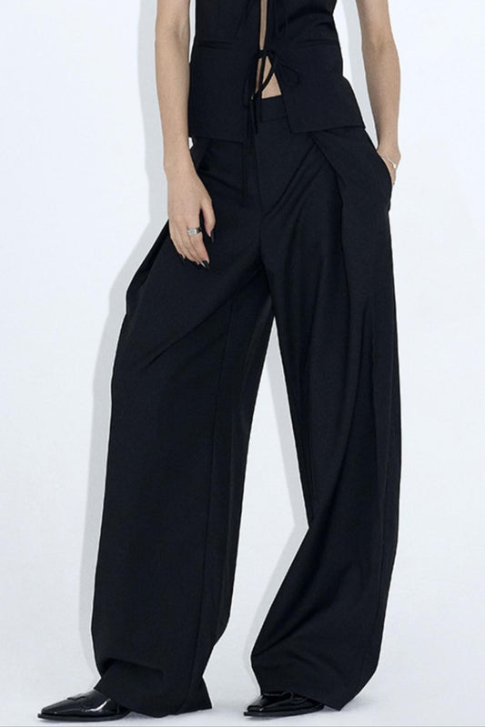 Draped Embroidered Suit Pants