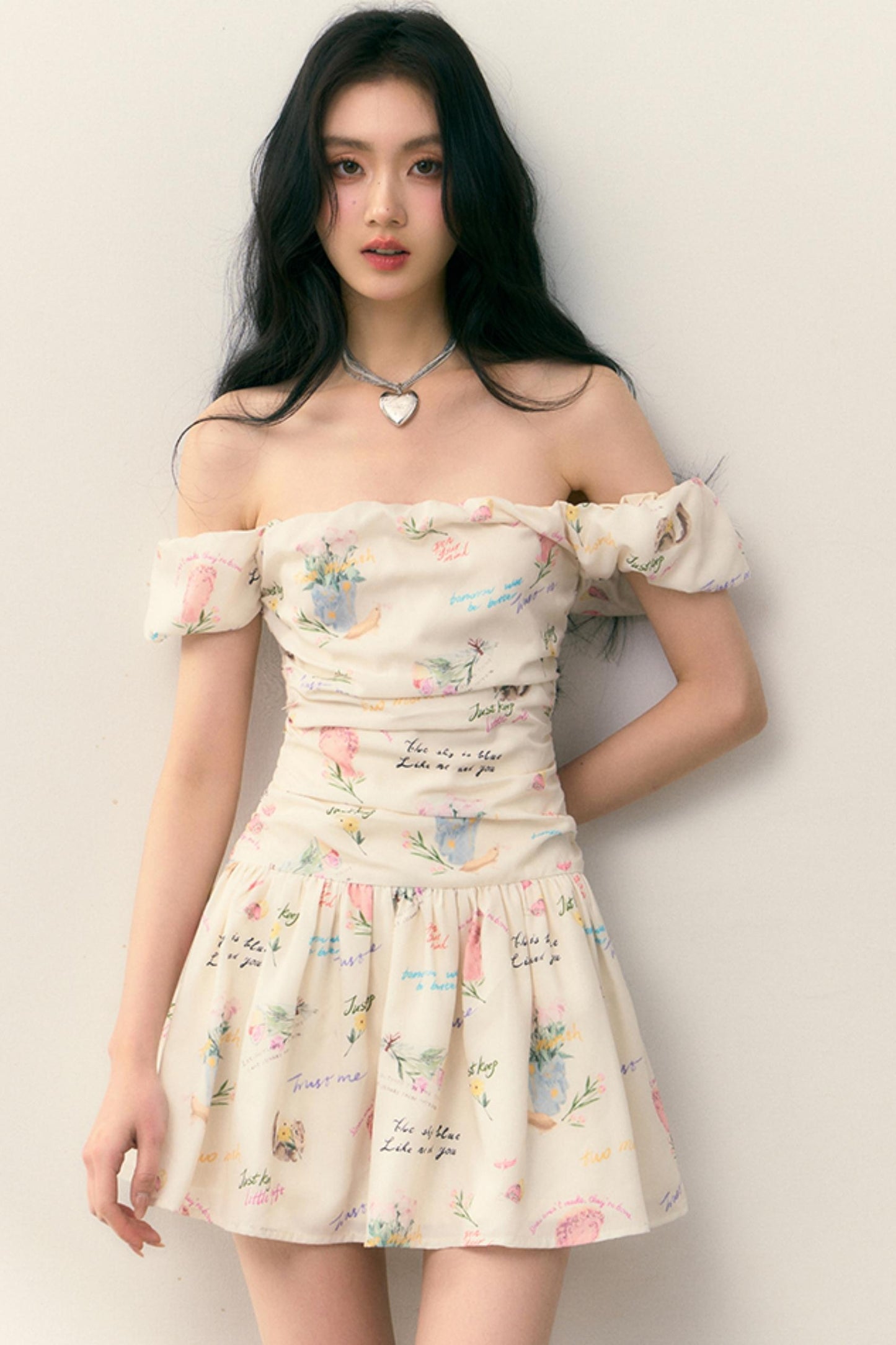 Pastel Lotus Neck-Tie Oriental Dress