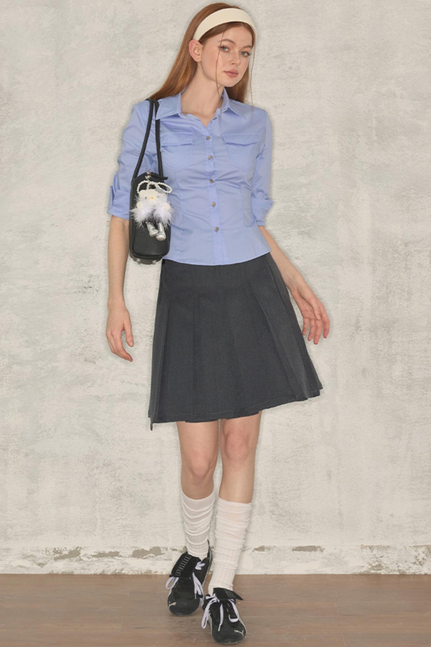 Gray Summer Pleated Skirt