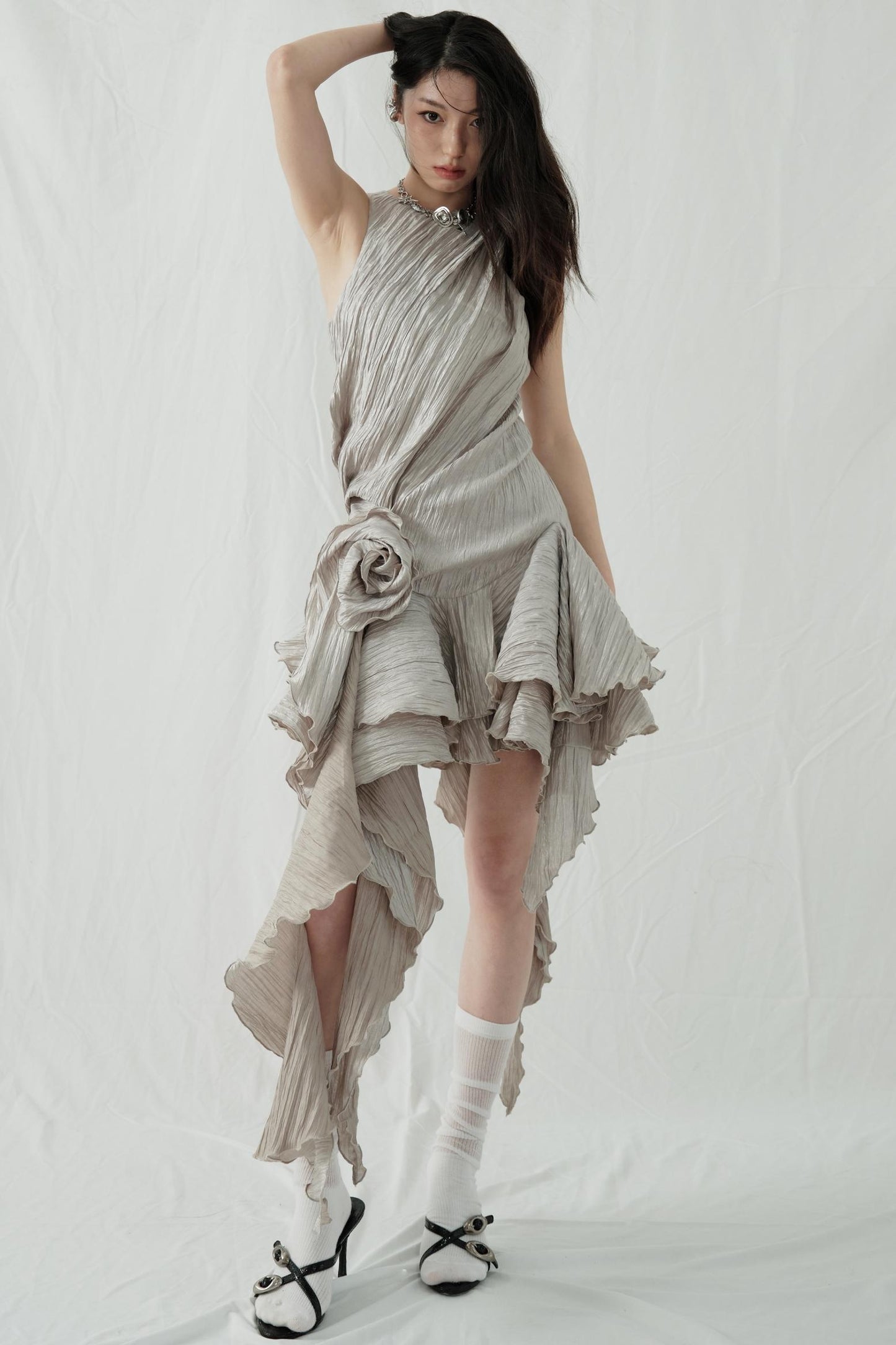 Pleated Floral Dress