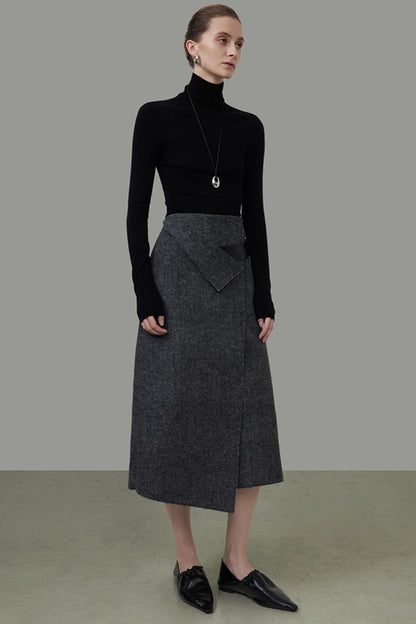 Irregular A-Line Midi Skirt