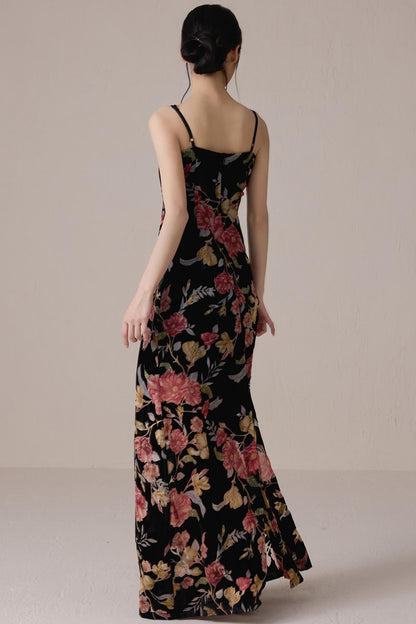 Vintage Floral Halter Maxi Dress