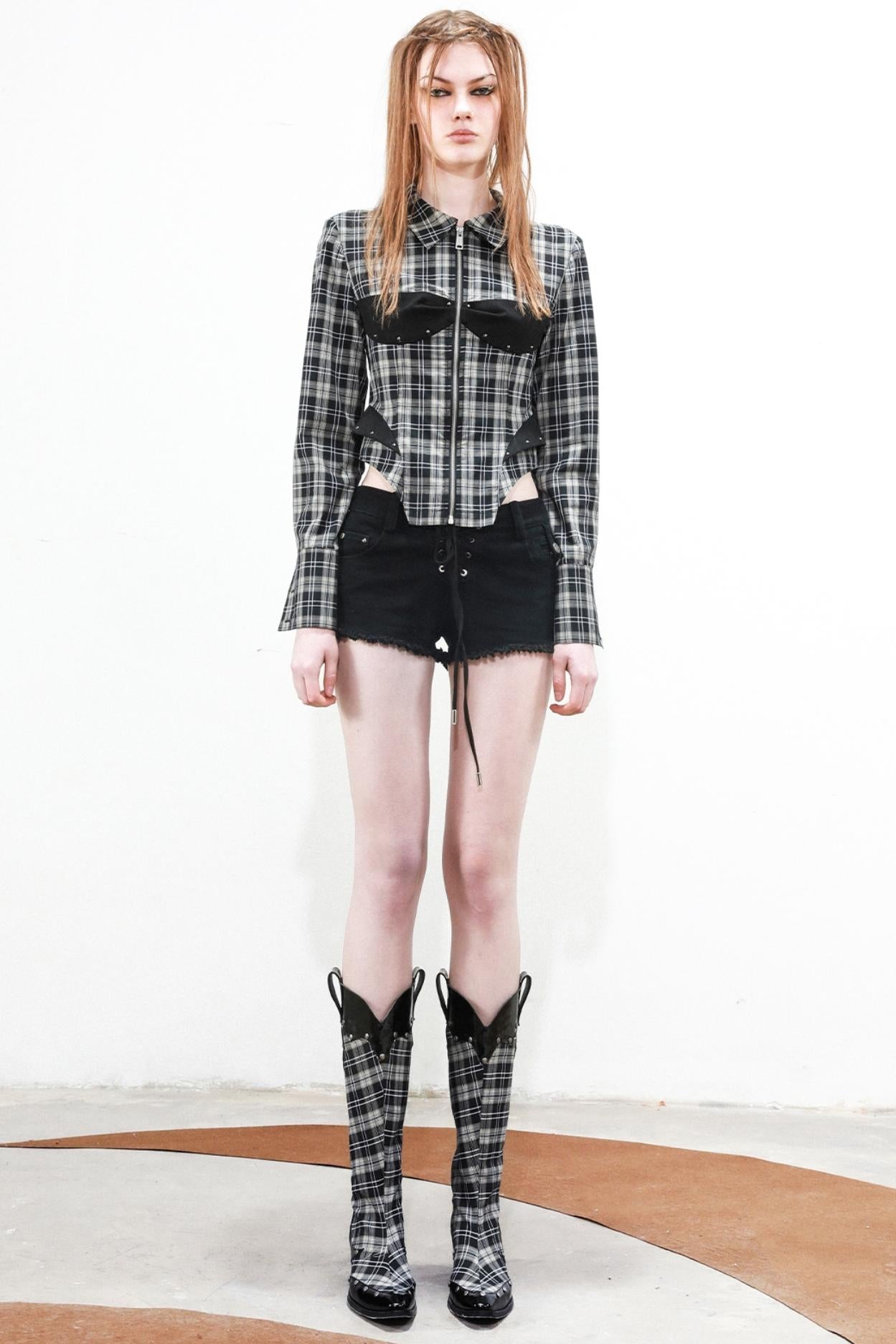 Retro Plaid Deconstructed Shirt