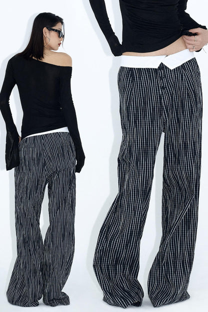 Wide Leg Monochrome Trousers