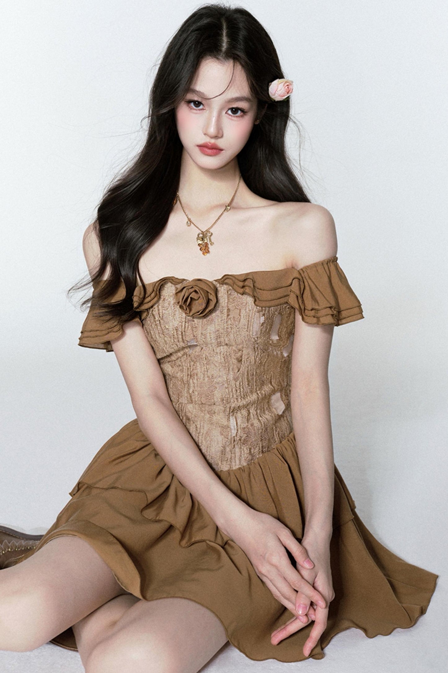 Veins One-Shoulder Dress