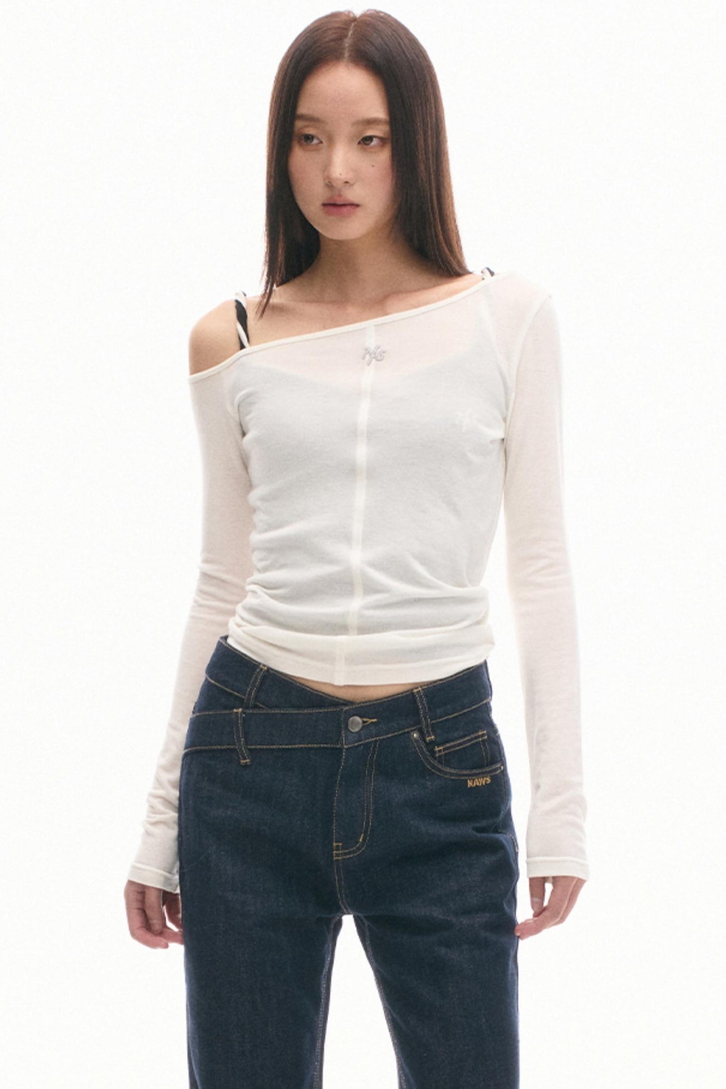 Slanted Shoulder Slim Top