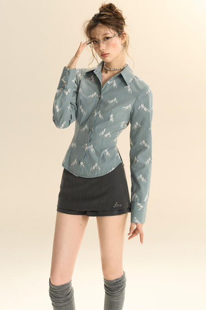 Striped Lace Slim-Fit Shirt