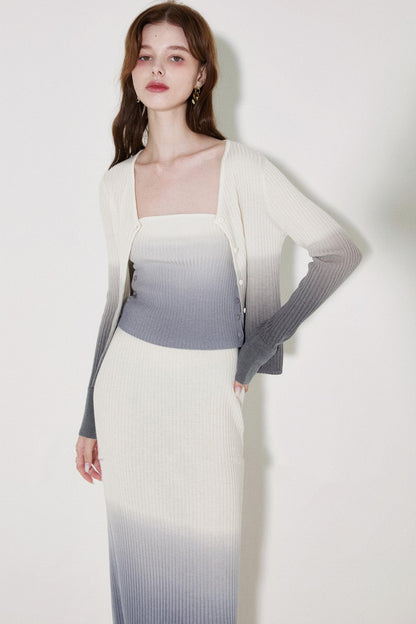 Chic Wool Knit Cardigan Skirt Set-Up