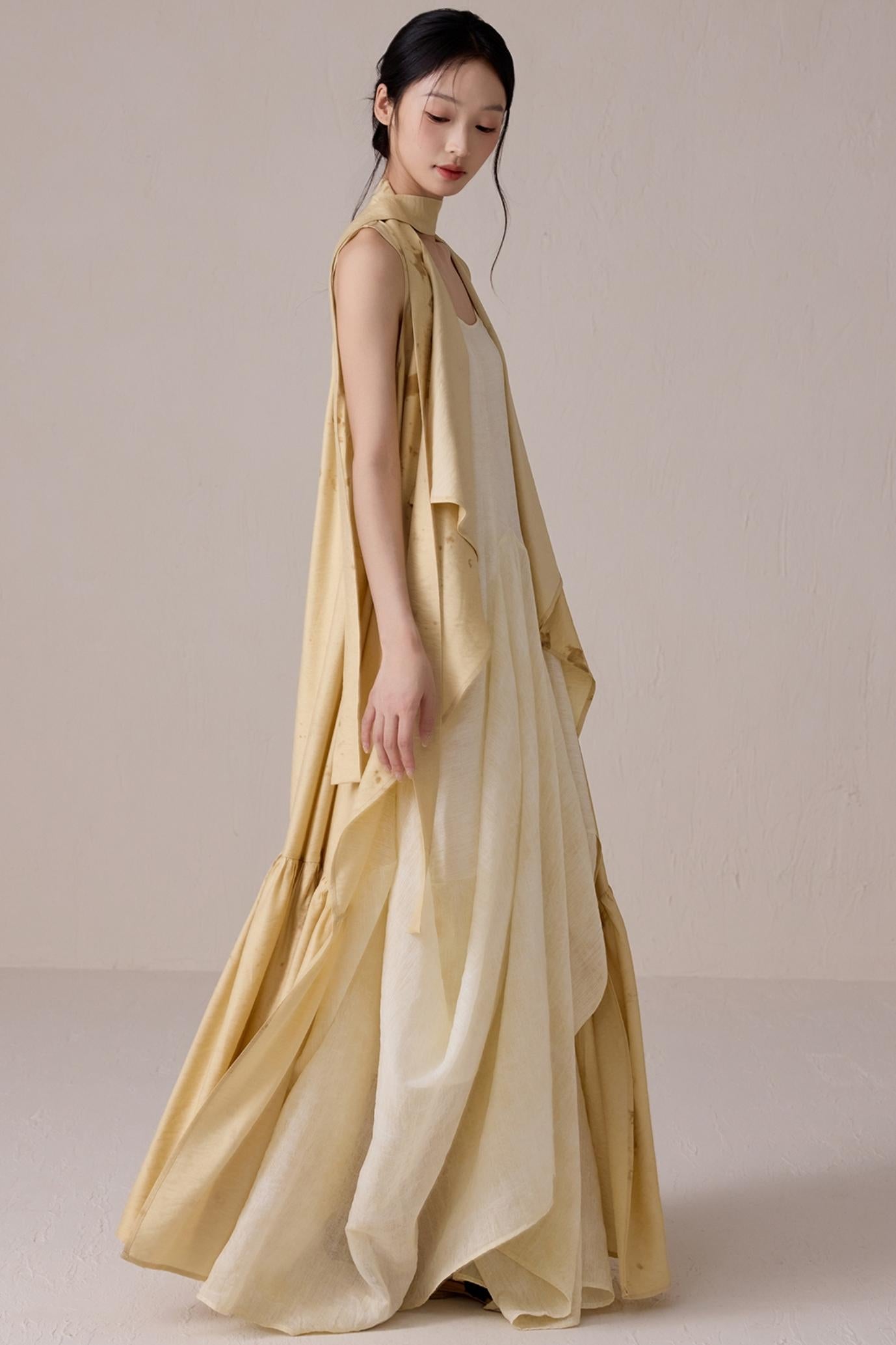 Tea-Dyed Flowing Belted Jacket