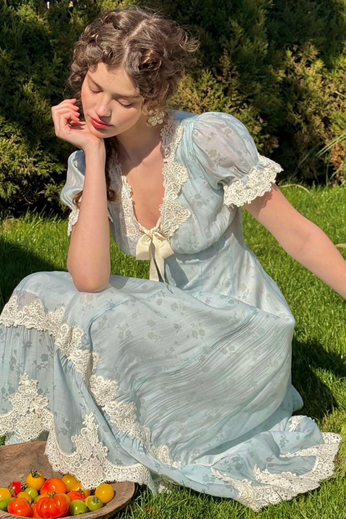 Summer Breeze Blue Lace Dress Set-Up