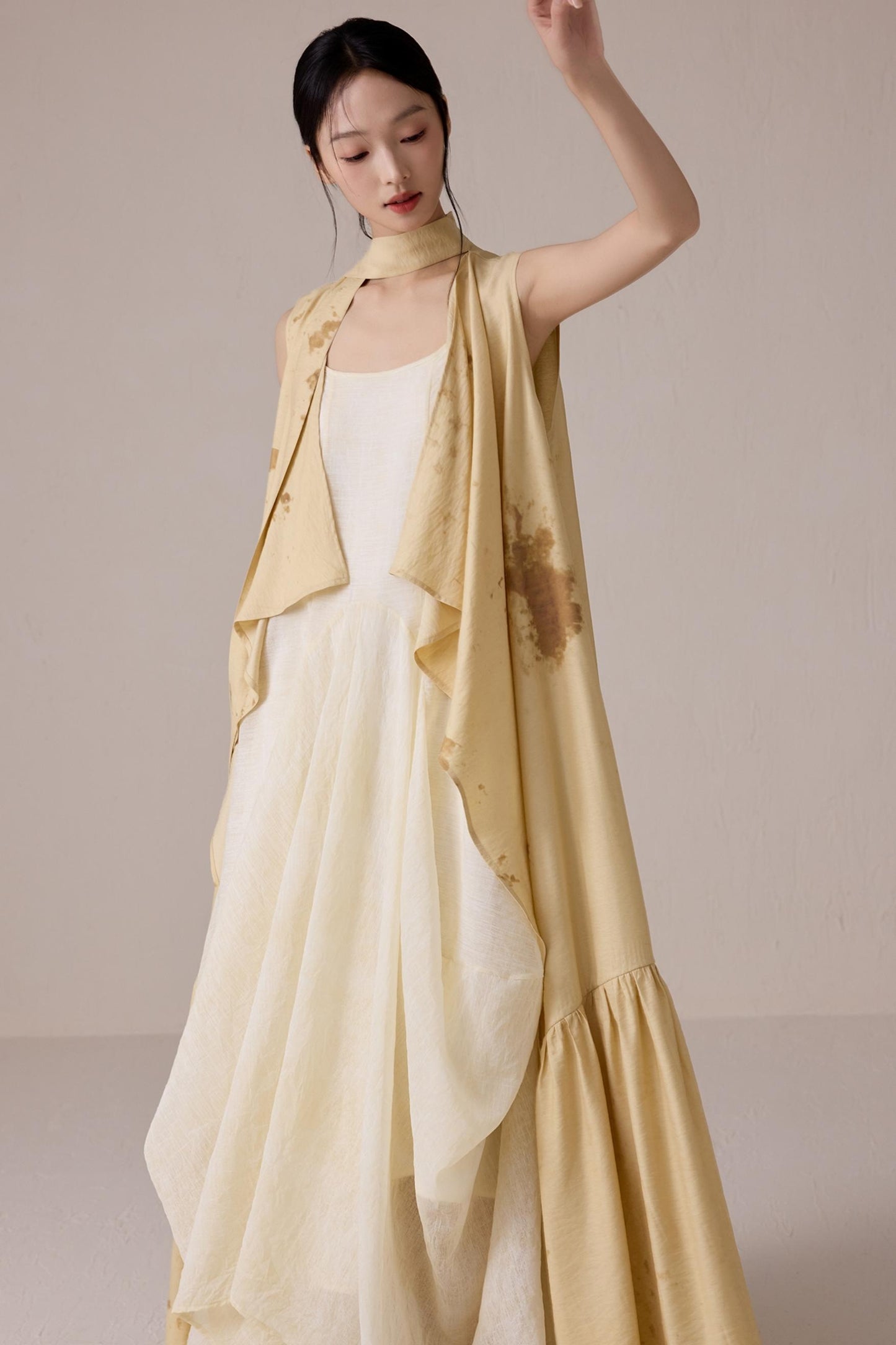 Tea-Dyed Flowing Belted Jacket